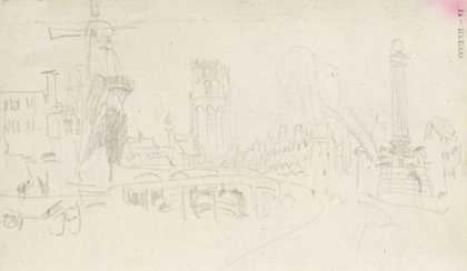 J.M.W. Turner, View of the Hofpoort in Rotterdam with the Blauwe Molen and St. Lawrence ?1833