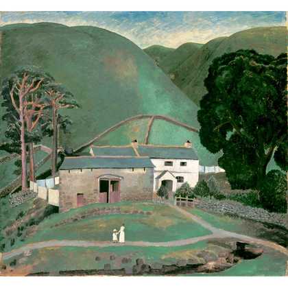 Painting of a house and hill by Dora Carrington